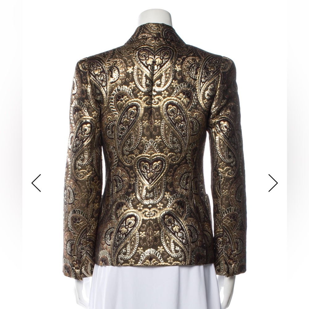 Vintage Celine 2000s Tapestry Brocade Blazer Evening Jacket Brown Gold Holiday‎ - Picture 3 of 11